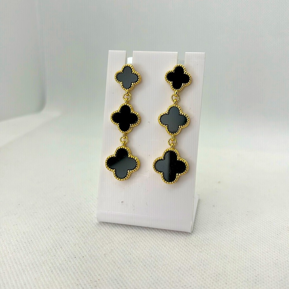 Black and gold Clover Earrings